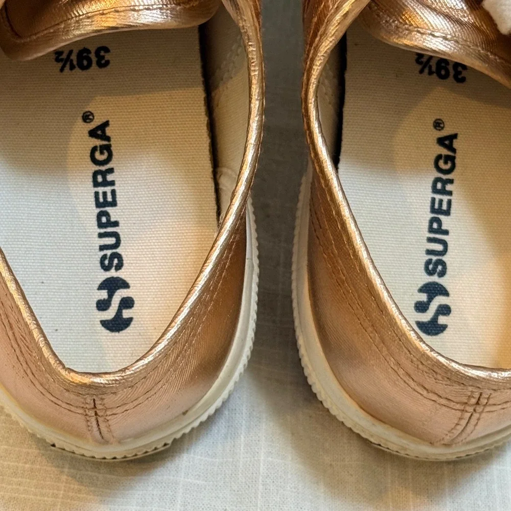 Superga 2750 Cotu Sneakers 8.5 Rose Gold Metallic Foil Canvas Low Top S002HG0